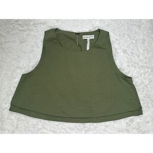 Apiece Apart Agnes Olive Green Sleeveless Layered Crop‎ Top Blouse size 12